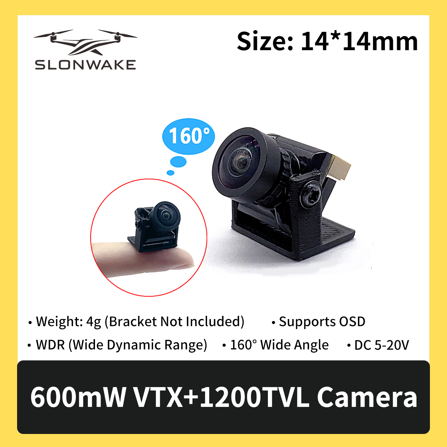 SLONWAKE 5.8G 600mW 7-24V FPV  - огляд і ціна Fpv Drone Camera