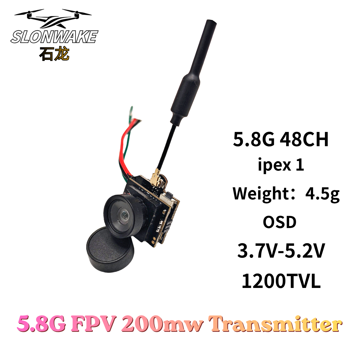 Slonwake 5.8G 48CH 200mW FPV D - огляд і ціна Fpv Drone Camera