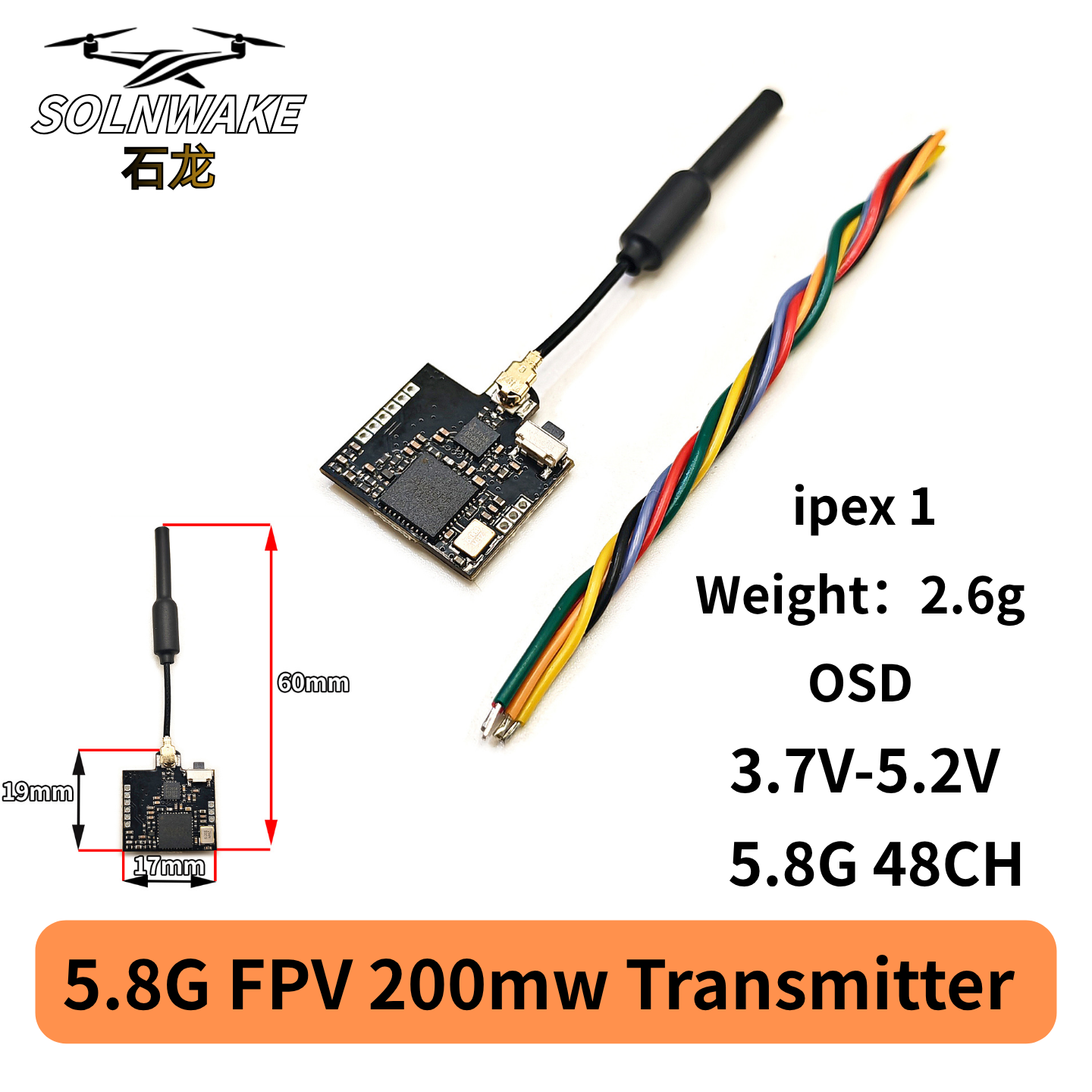 SLONWAKE Nano 5.8G 48CH 200mW  - огляд і ціна Fpv Drone Vtx