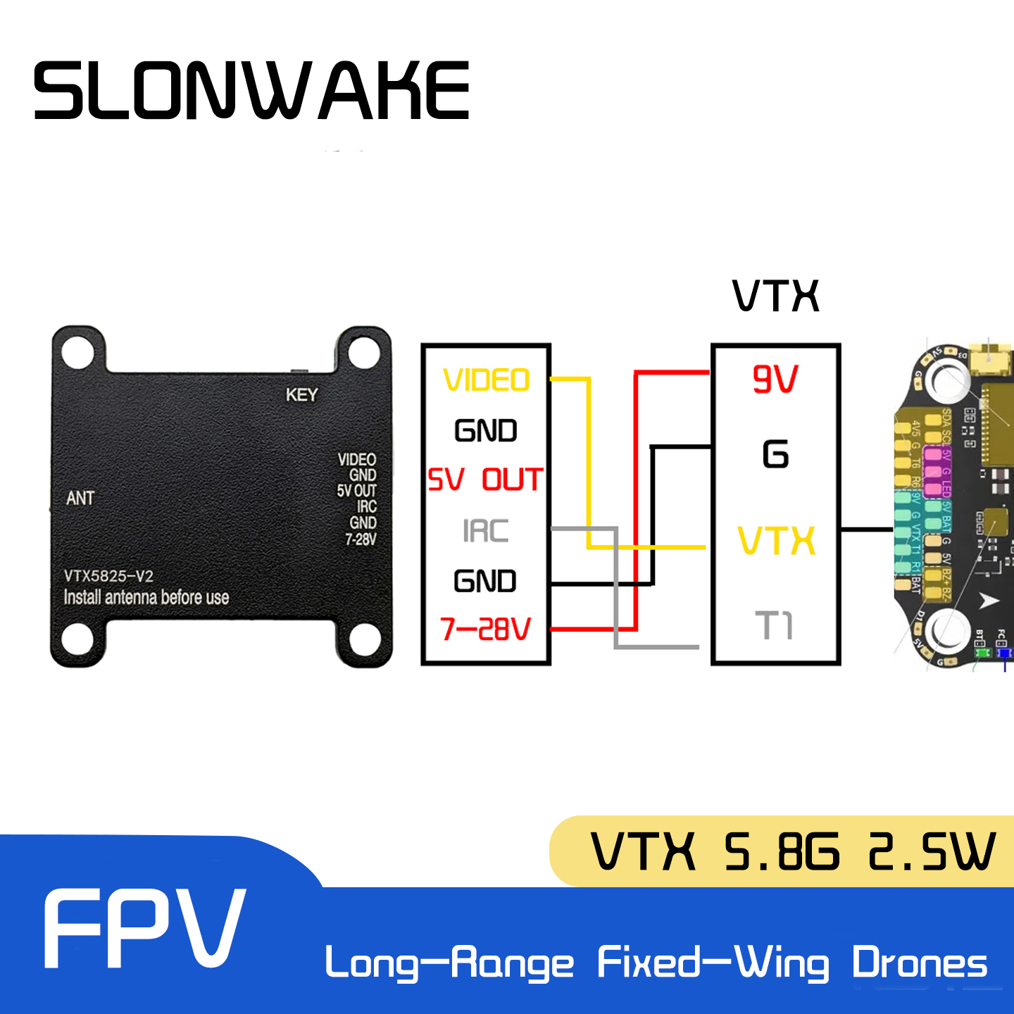 SLONWAKE 5.8G 48CH FPV Transmi - огляд і ціна Fpv Drone Vtx