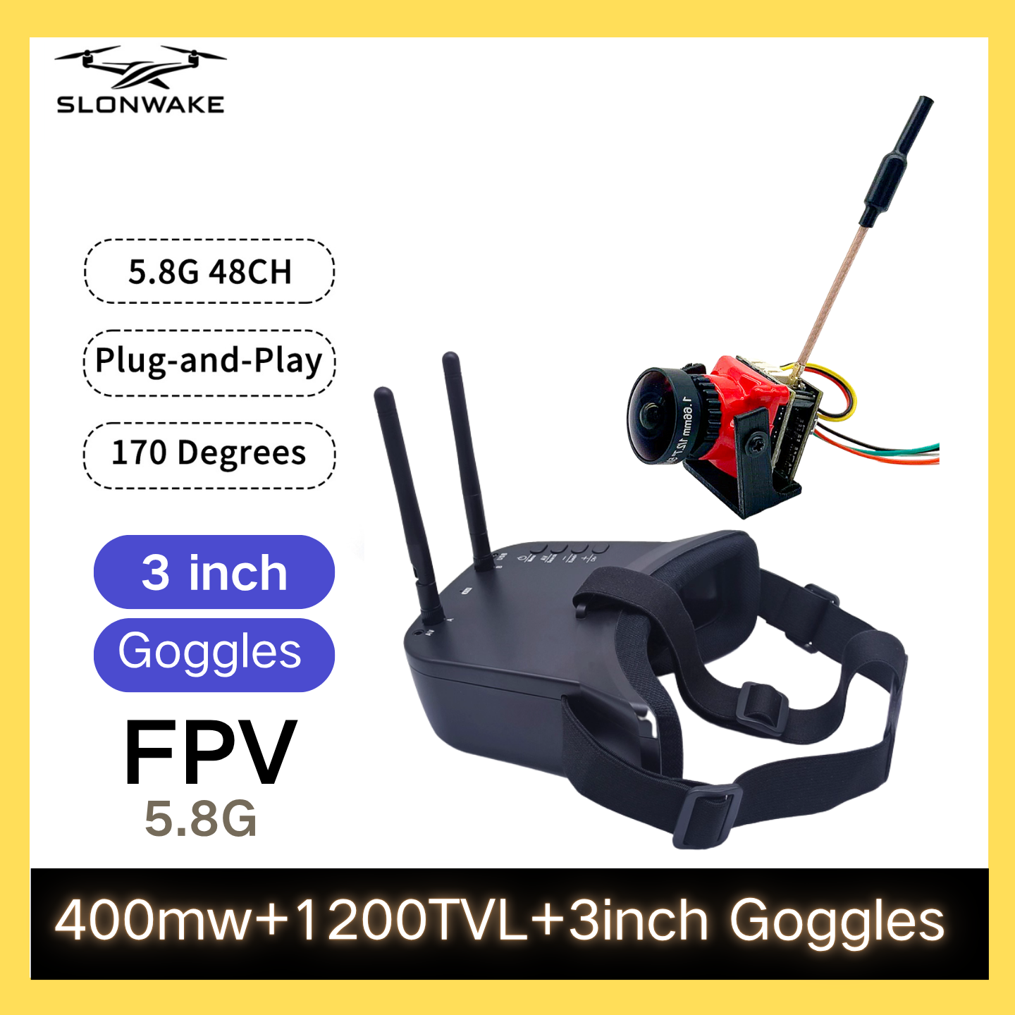 SLONWAKE 5.8G 48CH FPV 400mw V - огляд і ціна Fpv Drone Camera