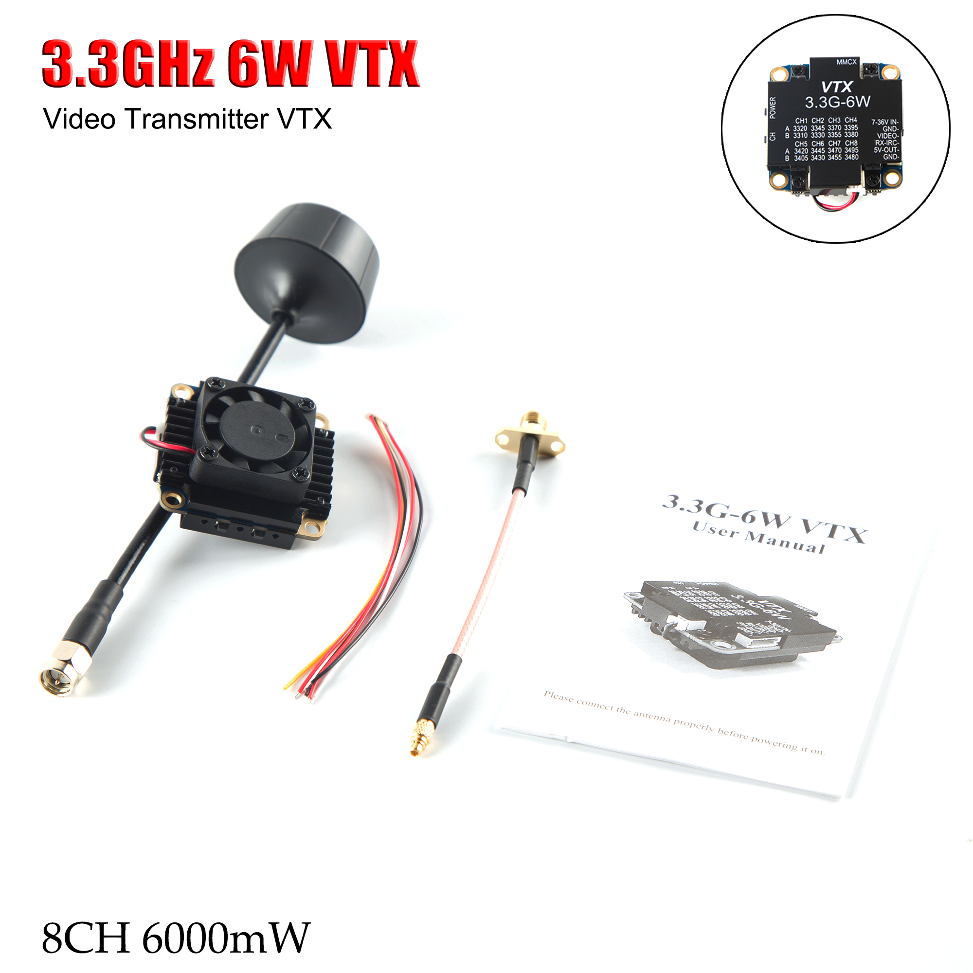 FPV Video Transmitter 3.3G 6W  - огляд і ціна Fpv Drone Vtx